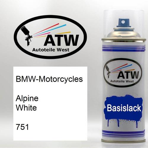 BMW-Motorcycles, Alpine White, 751: 400ml Sprühdose, von ATW Autoteile West.